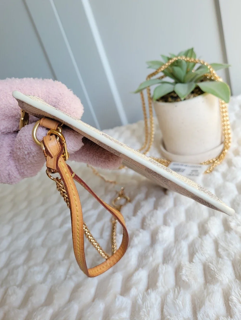 💕 Louis Vuitton Neverfull Mm/Gm Clutch Wristlet Damier Azur Rose Ballerine